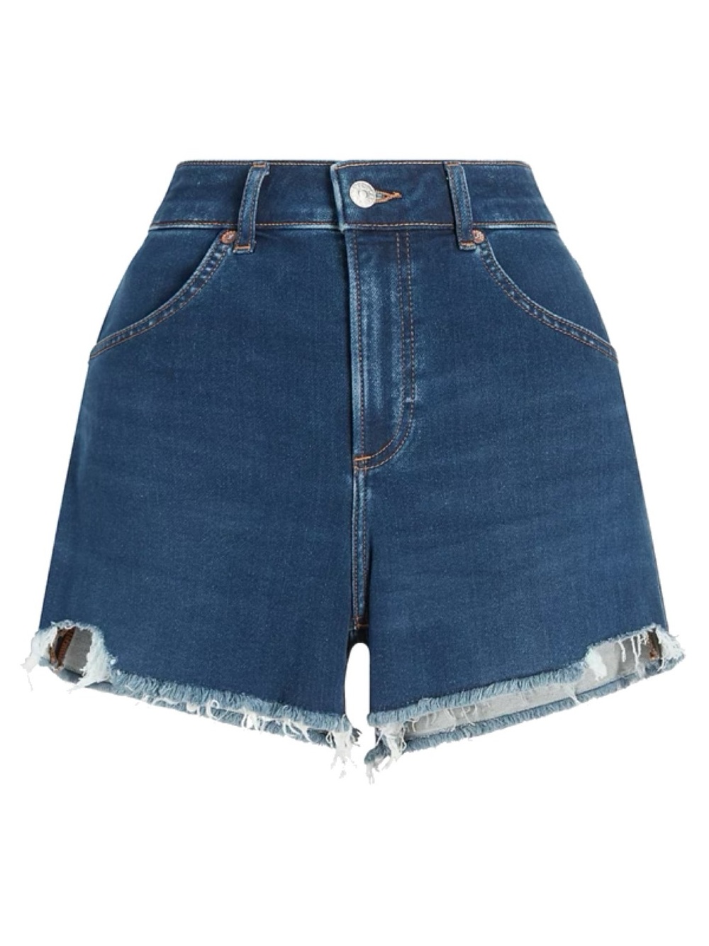 Express Dark Blue Curvy Mom Shorts Super High Rise Raw Hem Denim Shorts